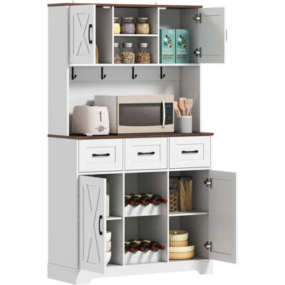 Homcom Dispensa da Cucina con Portabottiglie per 8 Bottiglie 4 Ante 3 Cassetti Piano Ampio 100x38x172 cm Bianco Aosom Italy Homcom Dispensa da Cucina con Portabottiglie per 8 Bottiglie 4 Ante 3 Cassetti Piano Ampio 100x38x172 cm Bianco Aosom Italy