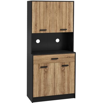 Homcom Credenza Cucina in Legno con 2 Armadietti a 2 Ante e Cassetto, 80x40x180 cm, Nero e color Legno Aosom Italy Homcom Credenza Cucina in Legno con 2 Armadietti a 2 Ante e Cassetto, 80x40x180 cm, Nero e color Legno Aosom Italy
