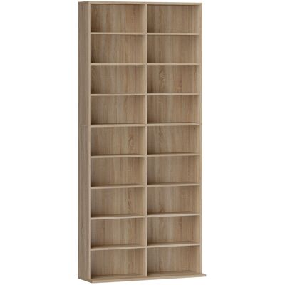 Homcom Contenitori per CD e DVD 18 scomparti capacità max. 640 CD/360 DVD 430 Blu-ray 78,5 x 24 x 175 cm legno naturale Aosom Italy Homcom Contenitori per CD e DVD 18 scomparti capacità max. 640 CD/360 DVD 430 Blu-ray 78,5 x 24 x 175 cm legno naturale Aosom Italy