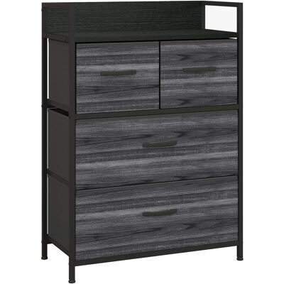 Homcom Cassettiera, sideboard, 4 cassetti in tessuto, design industriale, 60x29x85cm, Nero Aosom Italy Homcom Cassettiera, sideboard, 4 cassetti in tessuto, design industriale, 60x29x85cm, Nero Aosom Italy