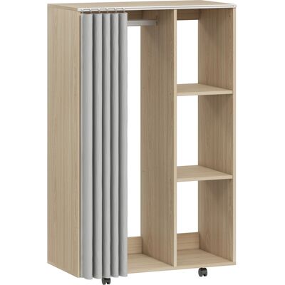 Homcom Armadio appendiabiti, 4 rotelle, asta appendiabiti e ripiani 80x40x128cm, Legno naturale Aosom Italy Homcom Armadio appendiabiti, 4 rotelle, asta appendiabiti e ripiani 80x40x128cm, Legno naturale Aosom Italy