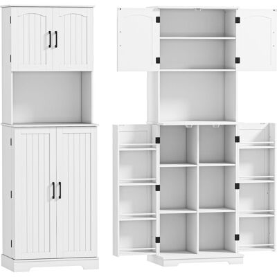 Homcom Credenza da Cucina Alta Stile Country, 2 Armadietti e 8 Portaspezie, 60x40x181.5 cm, Bianco Aosom Italy Homcom Credenza da Cucina Alta Stile Country, 2 Armadietti e 8 Portaspezie, 60x40x181.5 cm, Bianco Aosom Italy