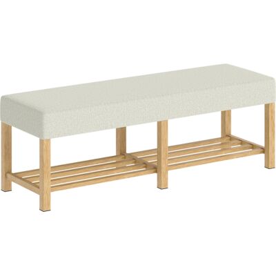 Homcom Panca Portascarpe con Seduta Imbottita 2 Persone Scaffale Aperto Struttura in Legno 140x44x48 cm Crema e Legno Naturale Aosom Italy Homcom Panca Portascarpe con Seduta Imbottita 2 Persone Scaffale Aperto Struttura in Legno 140x44x48 cm Crema e Legno Naturale Aosom Italy