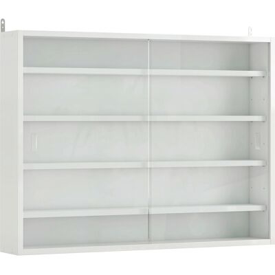 Homcom Vetrina da Parete in Legno con Ripiani Regolabili e 2 Ante Scorrevoli in Vetro 80x9,5x60 cm Bianco Aosom Italy Homcom Vetrina da Parete in Legno con Ripiani Regolabili e 2 Ante Scorrevoli in Vetro 80x9,5x60 cm Bianco Aosom Italy