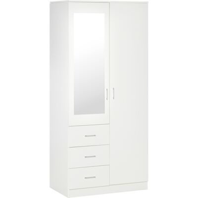 Armadio Moderno Bianco HOMCOM con Specchio, 3 Cassetti e Mensole Regolabili - Armadio Armadio Moderno Bianco HOMCOM con Specchio, 3 Cassetti e Mensole Regolabili - Armadio