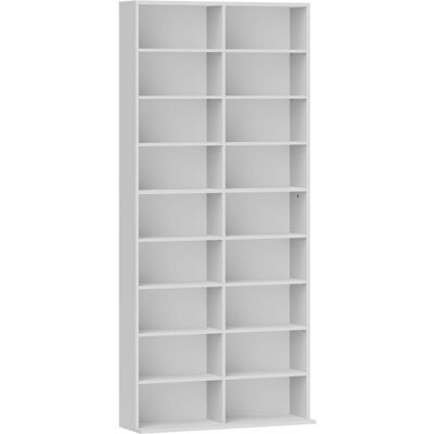 Homcom Scaffale per DVD, mobile porta CD, 14 ripiani regolabili, 18 scomparti, 175 cm, scaffale Blu-ray, pannello truciolare, bianco Aosom Italy Homcom Scaffale per DVD, mobile porta CD, 14 ripiani regolabili, 18 scomparti, 175 cm, scaffale Blu-ray, pannello truciolare, bianco Aosom Italy