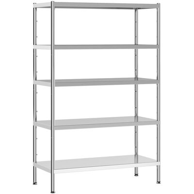 Homcom Scaffale da Cucina a 5 Livelli Regolabili su 13 Altezze Diverse, in Acciaio Inox, 91x40x139 cm, Argento Aosom Italy Homcom Scaffale da Cucina a 5 Livelli Regolabili su 13 Altezze Diverse, in Acciaio Inox, 91x40x139 cm, Argento Aosom Italy