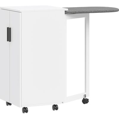 Homcom Armadio 2-in-1 con asse da stiro pieghevole su ruote con ripiano regolabile per piccoli spazi, Bianco Aosom Italy Homcom Armadio 2-in-1 con asse da stiro pieghevole su ruote con ripiano regolabile per piccoli spazi, Bianco Aosom Italy