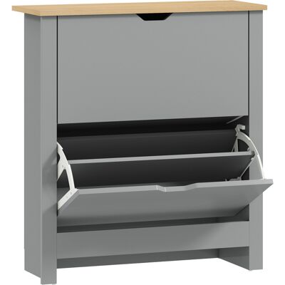 Homcom Scarpiera 12 paia, armadio porta scarpe stretto con 2 cassetti ribaltabili e ripiani regolabili, grigio chiaro Aosom Italy Homcom Scarpiera 12 paia, armadio porta scarpe stretto con 2 cassetti ribaltabili e ripiani regolabili, grigio chiaro Aosom Italy