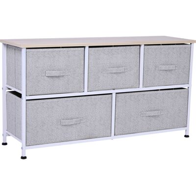 Homcom Cassettiera con 5 Cassetti per Camera, Struttura Metallica, 100x30x54 cm, Grigio Aosom Italy Homcom Cassettiera con 5 Cassetti per Camera, Struttura Metallica, 100x30x54 cm, Grigio Aosom Italy
