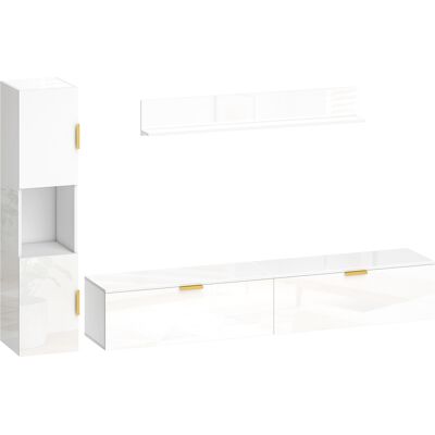 Homcom Mobile TV sospeso con ante a ribalta Centro intrattenimento Mensola a parete Armadio 180 cm Bianco lucido Aosom Italy Homcom Mobile TV sospeso con ante a ribalta Centro intrattenimento Mensola a parete Armadio 180 cm Bianco lucido Aosom Italy