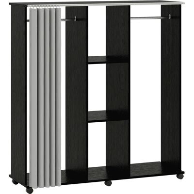 Homcom Armadio Appendiabiti Mobile Contenitore con 6 Ruote, in Legno, 120x40x128 cm, Nero Aosom Italy Homcom Armadio Appendiabiti Mobile Contenitore con 6 Ruote, in Legno, 120x40x128 cm, Nero Aosom Italy