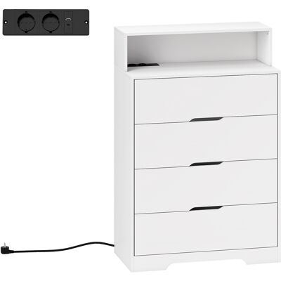 Homcom Cassettiera per Camera da Letto con Ripiano Aperto e Stazione di Ricarica, Porta USB e Porta USB-C, 80x40x120 cm, Bianco Aosom Italy Homcom Cassettiera per Camera da Letto con Ripiano Aperto e Stazione di Ricarica, Porta USB e Porta USB-C, 80x40x120 cm, Bianco Aosom Italy