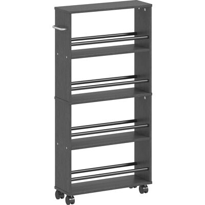 Homcom Scaffale Multifunzione con Ruote, Design Salvaspazio, 4 Scomparti, 45x15x91 cm, Nero Aosom Italy Homcom Scaffale Multifunzione con Ruote, Design Salvaspazio, 4 Scomparti, 45x15x91 cm, Nero Aosom Italy