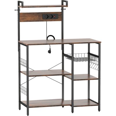 Homcom Scaffale da cucina, Scaffale a colonna con 2 prese, 5 ganci a S, 5 ripiani, Cesto, Traverse a X Acciaio 90 x 42 x 130 cm Aosom Italy Homcom Scaffale da cucina, Scaffale a colonna con 2 prese, 5 ganci a S, 5 ripiani, Cesto, Traverse a X Acciaio 90 x 42 x 130 cm Aosom Italy