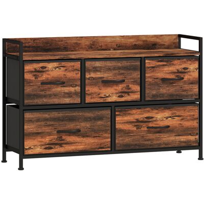 Homcom Cassettiera, mobile contenitore con 5 cassetti in tessuto pieghevoli, piano e struttura in acciaio, 98 x 29 x 63 cm, marrone rustico Aosom Italy Homcom Cassettiera, mobile contenitore con 5 cassetti in tessuto pieghevoli, piano e struttura in acciaio, 98 x 29 x 63 cm, marrone rustico Aosom Italy