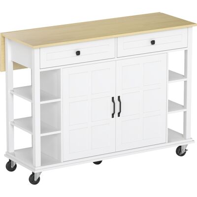 Homcom Isola da Cucina con 2 Cassetti 6 Ripiani Aperti, 2 Ante con Chiusura Ammortizzata, 120x65x89 cm, Bianco Aosom Italy Homcom Isola da Cucina con 2 Cassetti 6 Ripiani Aperti, 2 Ante con Chiusura Ammortizzata, 120x65x89 cm, Bianco Aosom Italy