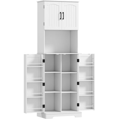 Homcom Credenza alta cucina armadio da cucina, 4 ante piano di lavoro 8 portaspezie ripiani regolabili 60x40x181,5cm bianco Aosom Italy Homcom Credenza alta cucina armadio da cucina, 4 ante piano di lavoro 8 portaspezie ripiani regolabili 60x40x181,5cm bianco Aosom Italy