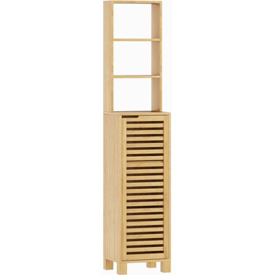 Homcom Armadio da Bagno Alto in Bambù Stretto con 3 Ripiani Aperti Porta a Lamelle Ripiani Regolabili 34x30x170 cm Naturale Aosom Italy Homcom Armadio da Bagno Alto in Bambù Stretto con 3 Ripiani Aperti Porta a Lamelle Ripiani Regolabili 34x30x170 cm Naturale Aosom Italy