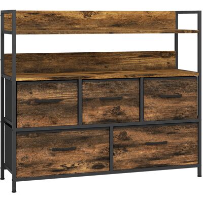 Homcom Cassettiera con 5 Cassetti Rimovibili e Ripiani, Design Effetto Legno Industriale e Rustico, 98x29x85 cm, Marrone Aosom Italy Homcom Cassettiera con 5 Cassetti Rimovibili e Ripiani, Design Effetto Legno Industriale e Rustico, 98x29x85 cm, Marrone Aosom Italy