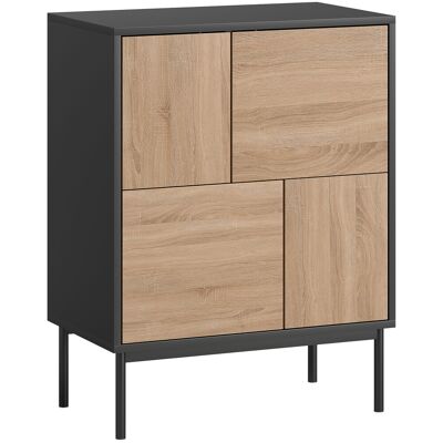 Homcom Credenza da pranzo con porte push-to-open, Armadio cucina con gambe in metallo, 60x35x78 cm, Nero e Legno naturale Aosom Italy Homcom Credenza da pranzo con porte push-to-open, Armadio cucina con gambe in metallo, 60x35x78 cm, Nero e Legno naturale Aosom Italy