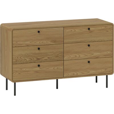 Homcom Cassettiera con 6 Cassetti, Mobile Contenitore Stile Moderno con Angoli Arrotondati e Gambe in Acciaio, 120x40x75 cm, Effetto Legno di Rovere Aosom Italy Homcom Cassettiera con 6 Cassetti, Mobile Contenitore Stile Moderno con Angoli Arrotondati e Gambe in Acciaio, 120x40x75 cm, Effetto Legno di Rovere Aosom Italy