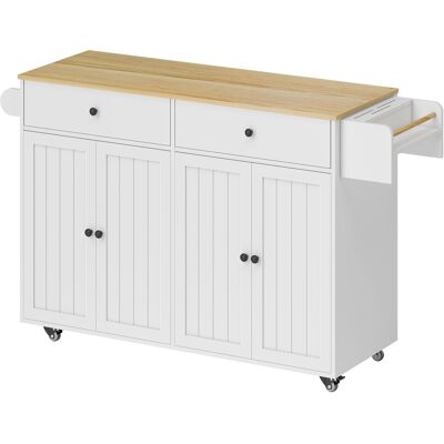 Homcom Isola da cucina su ruote, 2 cassetti, 2 armadi, spostabile, ripiano per spezie, porta asciugamani, porta coltelli, MDF, Bianco Aosom Italy Homcom Isola da cucina su ruote, 2 cassetti, 2 armadi, spostabile, ripiano per spezie, porta asciugamani, porta coltelli, MDF, Bianco Aosom Italy
