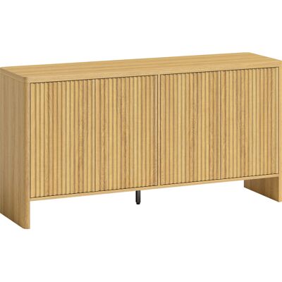 Homcom Buffet soggiorno con 4 ante scanalate e ripiano regolabile, 147x40x77 cm, Rovere Aosom Italy Homcom Buffet soggiorno con 4 ante scanalate e ripiano regolabile, 147x40x77 cm, Rovere Aosom Italy