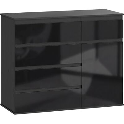 Homcom Madia moderna con 5 cassetti, ripiano regolabile e anta soft-close, Nero lucido Aosom Italy Homcom Madia moderna con 5 cassetti, ripiano regolabile e anta soft-close, Nero lucido Aosom Italy
