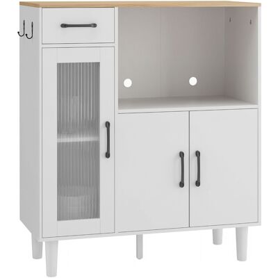 Homcom Credenza da cucina con cassetto, Armadio con 2 ante e vano aperto, porta in vetro acrilico rigato, 80x34x91 cm, Bianco Aosom Italy Homcom Credenza da cucina con cassetto, Armadio con 2 ante e vano aperto, porta in vetro acrilico rigato, 80x34x91 cm, Bianco Aosom Italy
