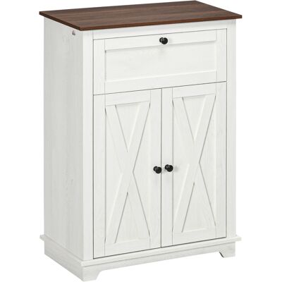 Homcom Credenza Bassa da Cucina in Stile Rustico con Cassetto e Armadietto con Ripiano Regolabile, Bianco Aosom Italy Homcom Credenza Bassa da Cucina in Stile Rustico con Cassetto e Armadietto con Ripiano Regolabile, Bianco Aosom Italy