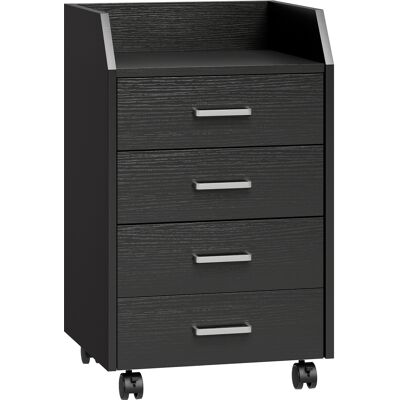 Vinsetto Cassettiera Piccola con 4 Cassetti, Mobiletto Verticale su Ruote, 40 x 36 x 65 cm, Effetto Legno Nero Aosom Italy Vinsetto Cassettiera Piccola con 4 Cassetti, Mobiletto Verticale su Ruote, 40 x 36 x 65 cm, Effetto Legno Nero Aosom Italy