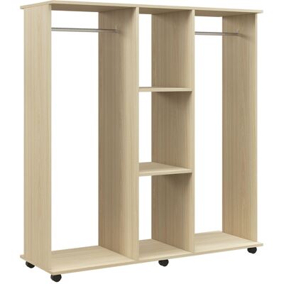 Homcom Armadio Guardaroba a Rotelle con 2 Barre e 3 Ripiani Aperti, in Legno e Alluminio, 120x40x128 cm, Color Legno Aosom Italy Homcom Armadio Guardaroba a Rotelle con 2 Barre e 3 Ripiani Aperti, in Legno e Alluminio, 120x40x128 cm, Color Legno Aosom Italy