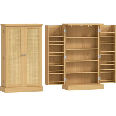 Homcom Armadio Cucina in Rattan 104 cm con Ripiani a 5 Livelli, 12 Scomparti per Spezie e Ripiani Regolabili, Legno Naturale Aosom Italy Homcom Armadio Cucina in Rattan 104 cm con Ripiani a 5 Livelli, 12 Scomparti per Spezie e Ripiani Regolabili, Legno Naturale Aosom Italy