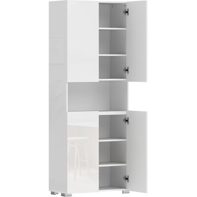 Homcom Credenza Cucina Alta 180cm, Mobile Dispensa con Ante Soft-Close, Ripiano Aperto, 2 Armadietti, Ripiani Regolabili, Mobile Cucina Moderno per Sala da Pranzo Soggiorno, Bianco Lucido Aosom Italy Homcom Credenza Cucina Alta 180cm, Mobile Dispensa con Ante Soft-Close, Ripiano Aperto, 2 Armadietti, Ripiani Regolabili, Mobile Cucina Moderno per Sala da Pranzo Soggiorno, Bianco Lucido Aosom Italy
