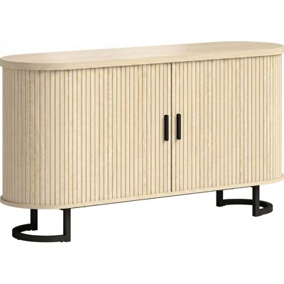 Homcom Credenza da Soggiorno, Mobile Contenitore Ovale con 2 Porte Scorrevoli e Ripiani Regolabili, 140x40x75 cm, Legno Naturale Aosom Italy Homcom Credenza da Soggiorno, Mobile Contenitore Ovale con 2 Porte Scorrevoli e Ripiani Regolabili, 140x40x75 cm, Legno Naturale Aosom Italy