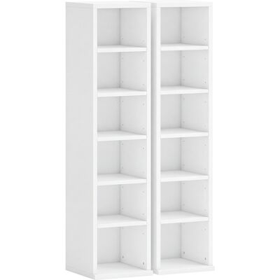 Homcom Scaffale per 204 CD, Set da 2 Colonne per Blu-Ray e Libri con Ripiani Regolabili, Bianco Aosom Italy Homcom Scaffale per 204 CD, Set da 2 Colonne per Blu-Ray e Libri con Ripiani Regolabili, Bianco Aosom Italy