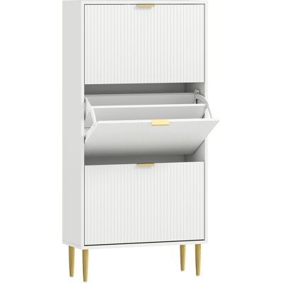 Homcom Scarpiera Slim per 18 Paia di Scarpe con 3 Cassetti a Ribalta e Ripiani Regolabili, 60x24x128 cm, Bianco Aosom Italy Homcom Scarpiera Slim per 18 Paia di Scarpe con 3 Cassetti a Ribalta e Ripiani Regolabili, 60x24x128 cm, Bianco Aosom Italy