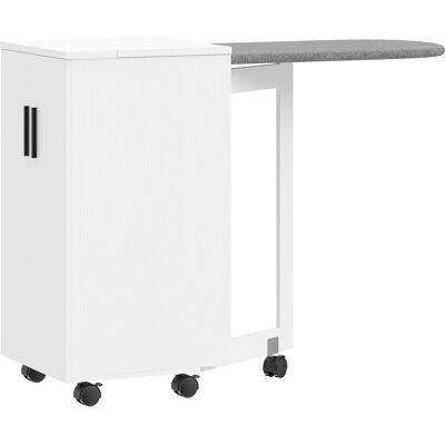Homcom Mobile Stiro Pieghevole a Ruote con Mensola Regolabile e Chiusura Morbida, in Legno e Tessuto, 128x43x83 cm, Bianco Aosom Italy Homcom Mobile Stiro Pieghevole a Ruote con Mensola Regolabile e Chiusura Morbida, in Legno e Tessuto, 128x43x83 cm, Bianco Aosom Italy