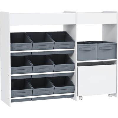 Aiyaplay Mobile Portagiochi per Bambini con 11 Cestini in Tessuto, Armadietto e Ripiani, 105x30x80 cm, Bianco Aosom Italy Aiyaplay Mobile Portagiochi per Bambini con 11 Cestini in Tessuto, Armadietto e Ripiani, 105x30x80 cm, Bianco Aosom Italy