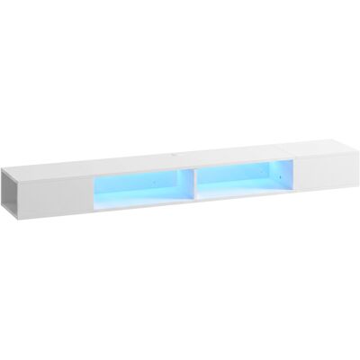 Homcom Mobile TV Sospeso con Luci LED e Ripiani Aperti, per Televisore 190,5 cm, 177,8x30x18 cm, Bianco Aosom Italy Homcom Mobile TV Sospeso con Luci LED e Ripiani Aperti, per Televisore 190,5 cm, 177,8x30x18 cm, Bianco Aosom Italy