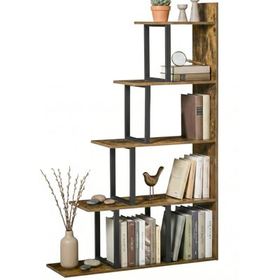 Homcom Libreria Scaffale Moderno a Scala con 5 Ripiani, in Stile Industriale e in Legno, 102x30x160cm, Nero e Color Legno Aosom Italy Homcom Libreria Scaffale Moderno a Scala con 5 Ripiani, in Stile Industriale e in Legno, 102x30x160cm, Nero e Color Legno Aosom Italy