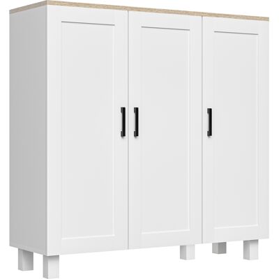 Homcom Credenza Cucina in Legno a 3 Ante, Ripiani Regolabili, Stile Minimalista Nordico, 90x30x90cm, Bianco Aosom Italy Homcom Credenza Cucina in Legno a 3 Ante, Ripiani Regolabili, Stile Minimalista Nordico, 90x30x90cm, Bianco Aosom Italy