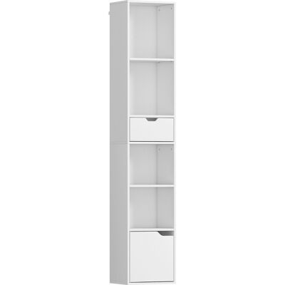 Homcom Scaffale Libreria a 4 Ripiani Aperti con Armadietto e Cassetto, 30x24x158 cm, in Legno Bianco Aosom Italy Homcom Scaffale Libreria a 4 Ripiani Aperti con Armadietto e Cassetto, 30x24x158 cm, in Legno Bianco Aosom Italy