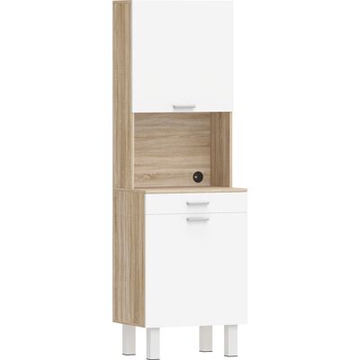 Homcom Buffet da cucina con Cassetto e Ripiani, Credenza alta con 2 ante e piano di lavoro, 55x40x174 cm, bianco e legno naturale Aosom Italy Homcom Buffet da cucina con Cassetto e Ripiani, Credenza alta con 2 ante e piano di lavoro, 55x40x174 cm, bianco e legno naturale Aosom Italy