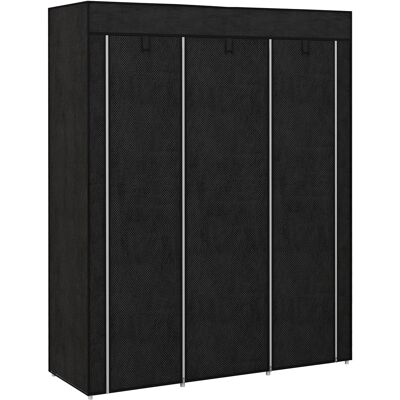 Homcom Guardaroba in Tessuto con Base Rialzata, 8 Ripiani e 2 Barre, Armadio Guardaroba Salvaspazio in Tessuto non Tessuto, PP e Acciaio, per Camera da Letto, 125x43x162.5 cm, Nero Aosom Italy Homcom Guardaroba in Tessuto con Base Rialzata, 8 Ripiani e 2 Barre, Armadio Guardaroba Salvaspazio in Tessuto non Tessuto, PP e Acciaio, per Camera da Letto, 125x43x162.5 cm, Nero Aosom Italy