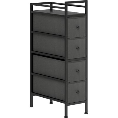 Homcom Cassettiera in Tessuto Slim Salvaspazio con 4 Cassetti, Telaio in Acciaio per Camera da Letto, Soggiorno, Nero Aosom Italy Homcom Cassettiera in Tessuto Slim Salvaspazio con 4 Cassetti, Telaio in Acciaio per Camera da Letto, Soggiorno, Nero Aosom Italy