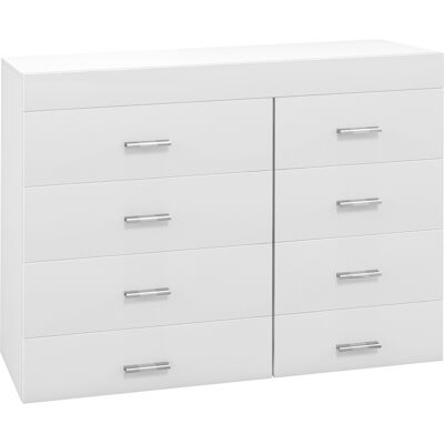 Homcom Cassettiera Bianca in Legno con 8 Cassetti - Cassettiera Homcom Cassettiera Bianca in Legno con 8 Cassetti - Cassettiera