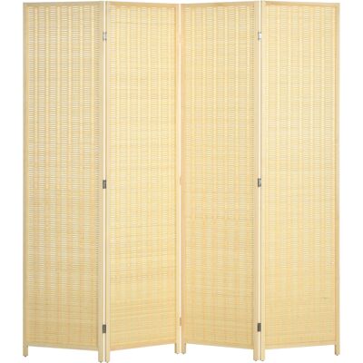 Homcom Paravento da Interno a 4 Ante Pieghevole in Legno e Bambù Altezza 180cm, Colore Naturale Aosom Homcom Paravento da Interno a 4 Ante Pieghevole in Legno e Bambù Altezza 180cm, Colore Naturale Aosom