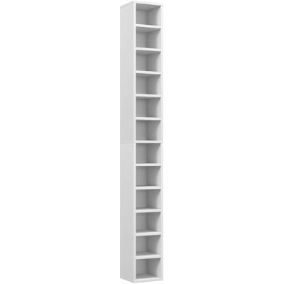 Homcom Mobile Libreria Porta CD a 12 Ripiani per 204 CD, in MDF e Truciolato, 21x20x175 cm, Bianco Aosom Italy Homcom Mobile Libreria Porta CD a 12 Ripiani per 204 CD, in MDF e Truciolato, 21x20x175 cm, Bianco Aosom Italy
